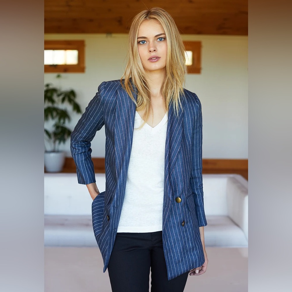 😍LAST CHANCE Emerson Fry double breasted blue pinstripe blazer